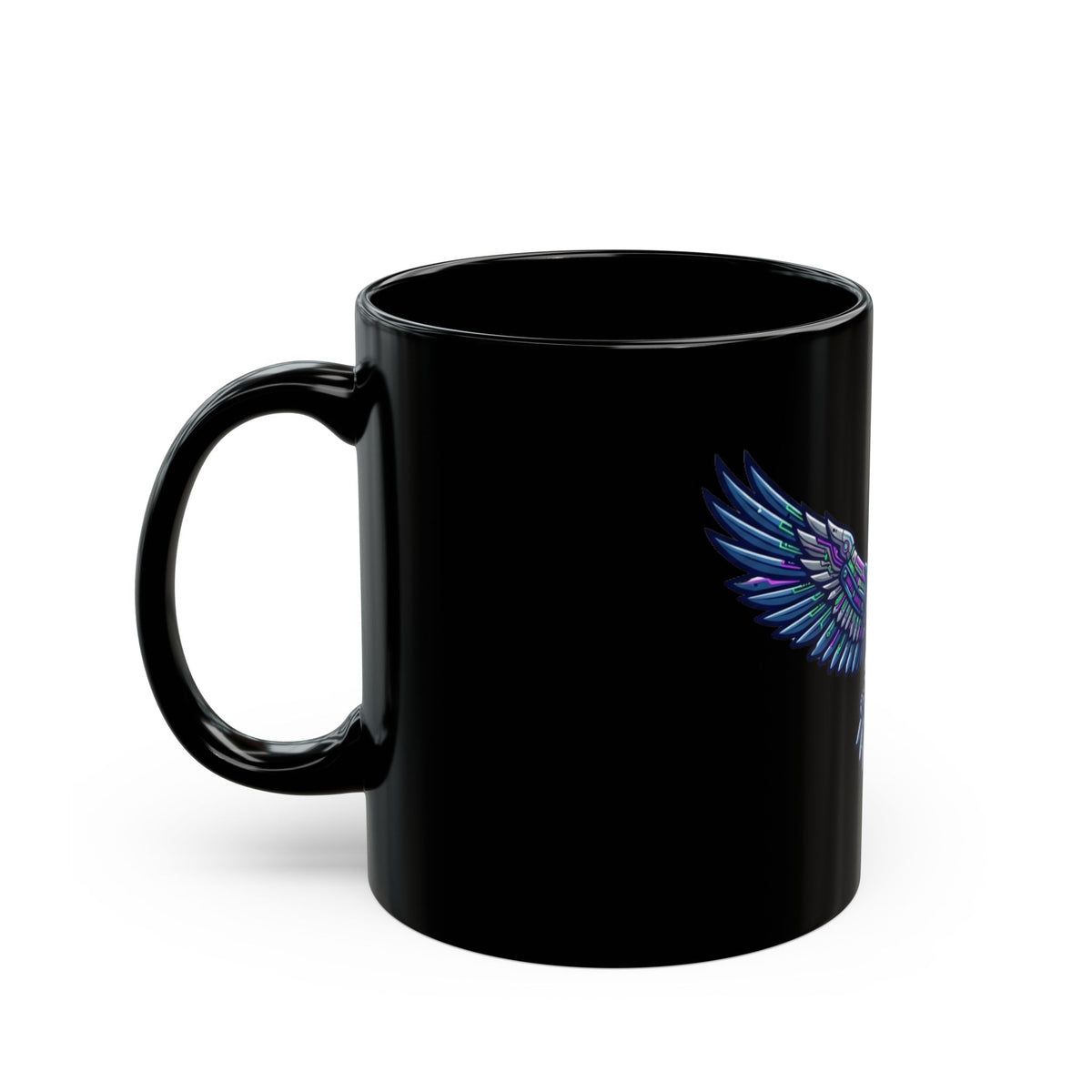 "Cyber Falcon" Black Ceramic Mug
