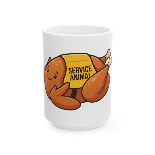 "Emotional Support Turkey" White Ceramic Mug — Graphic