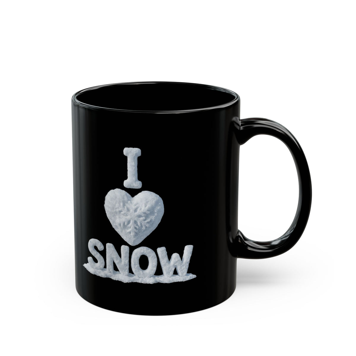 "I Love Snow" Black Ceramic Mug