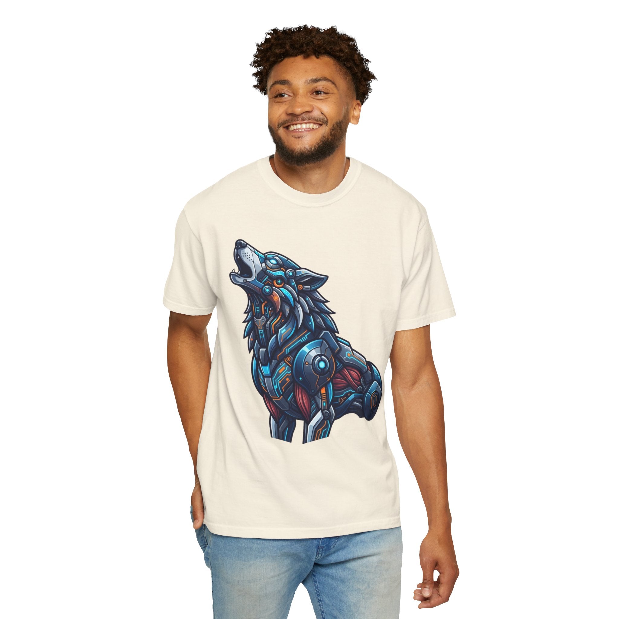 "Cyber Wolf" Unisex Garment-Dyed Tee