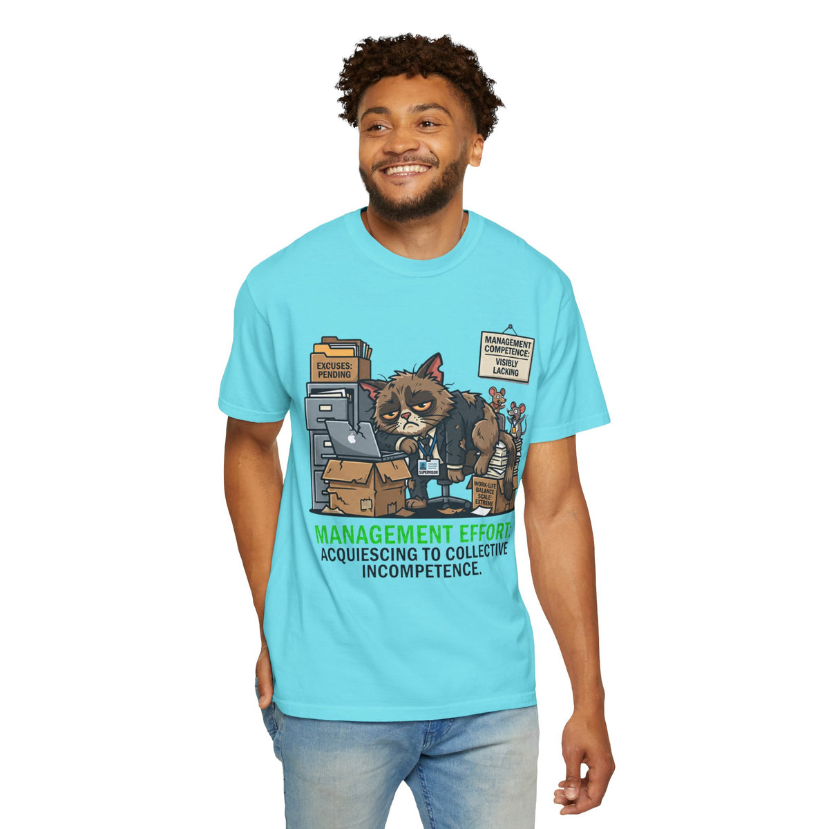 Color: Lagoon Blue | Acquiescing to Collective Incompetence Unisex Garment-Dyed Tee