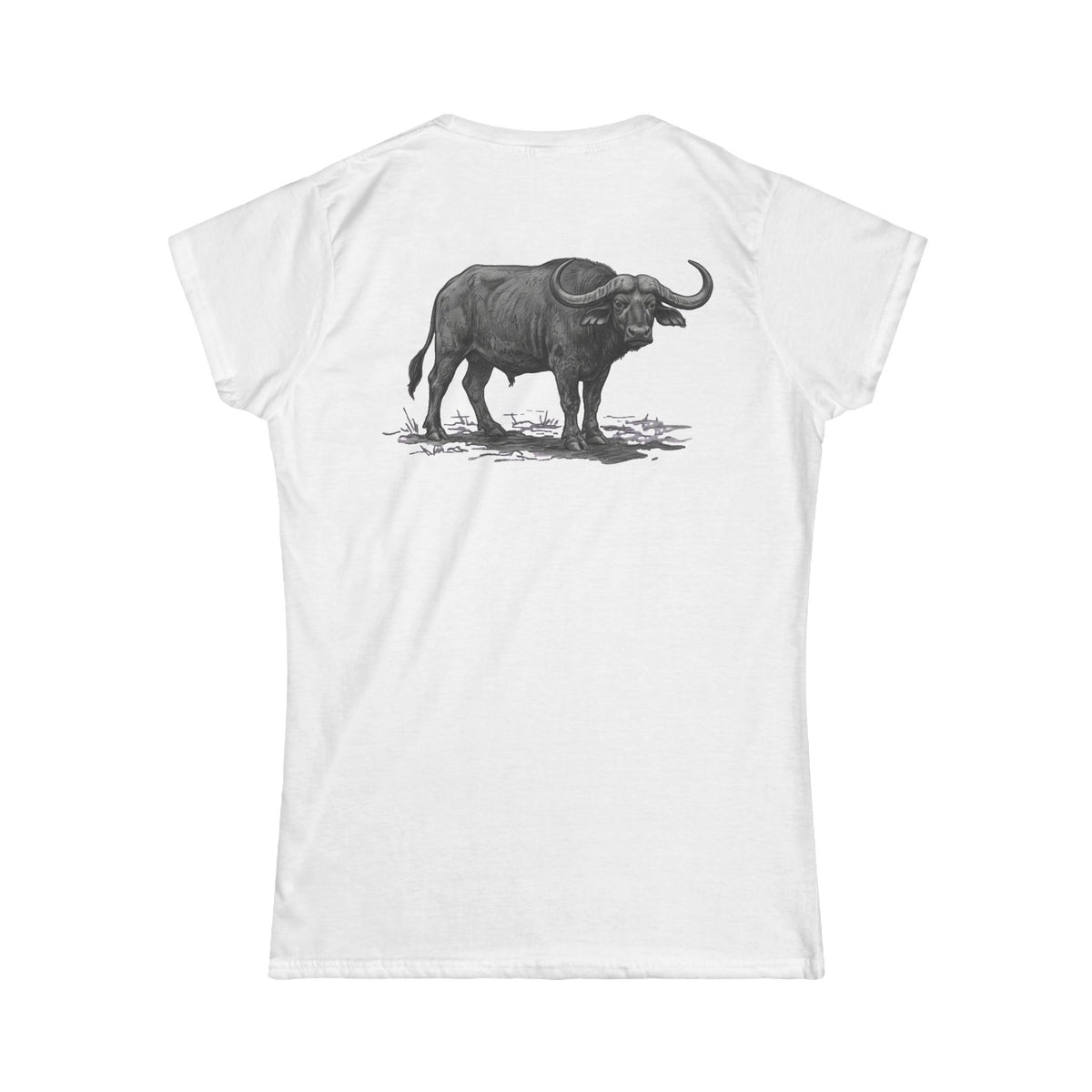 "Pencil Sketch Art Cape Buffalo" Women's Tee