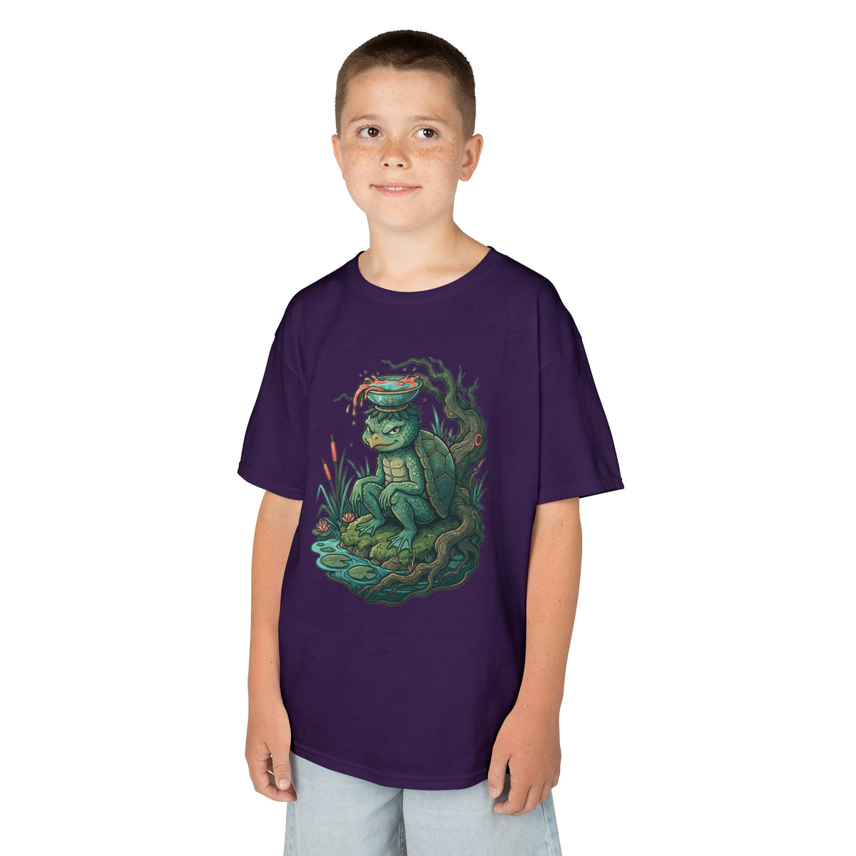 Color: Purple | Kappa (Japanese Folklore) Kids Tee