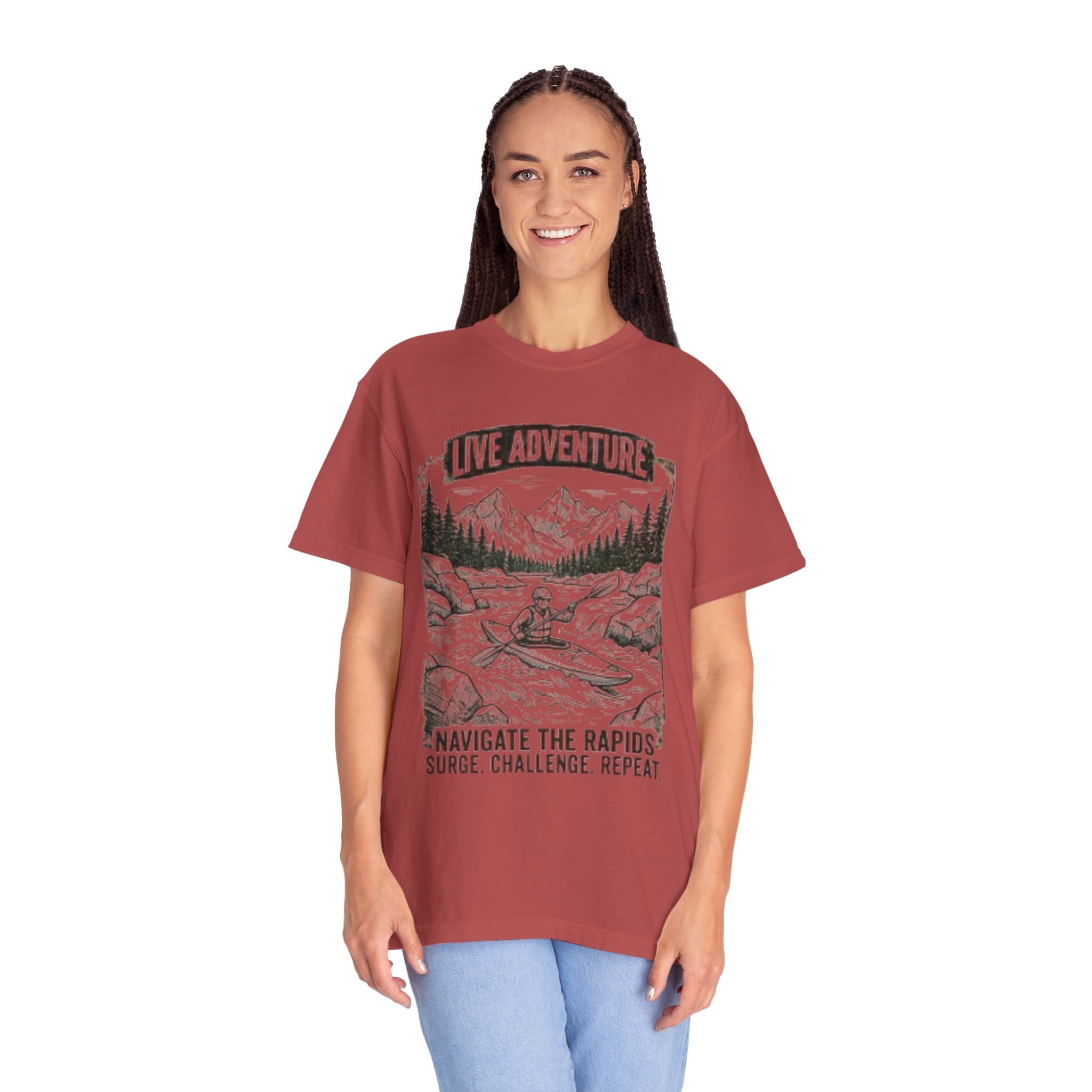 "Live Adventure - Kayak" Unisex Garment-Dyed Tee