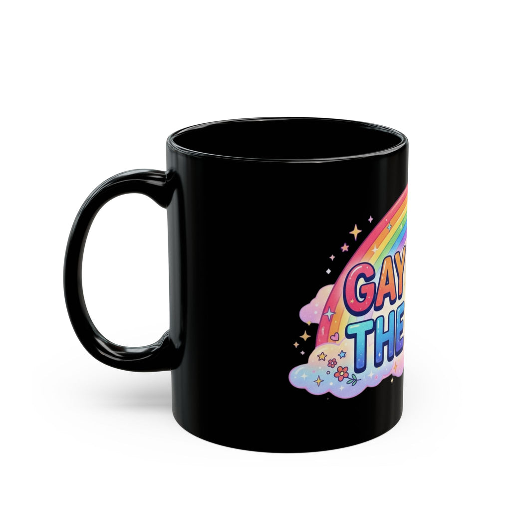 "Gay Away The Pray" Black Ceramic Mug
