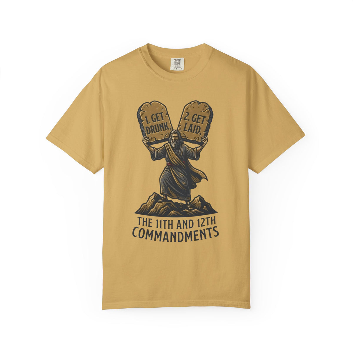 Color: Mustard | 11th and 12th Commandment Unisex Garment-Dyed Tee