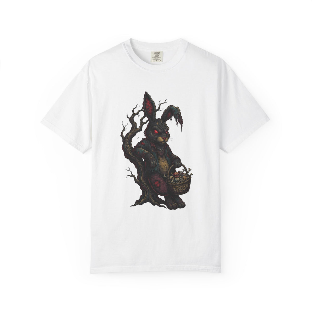 Color: White | Zombie Bunny Unisex Garment-Dyed Tee