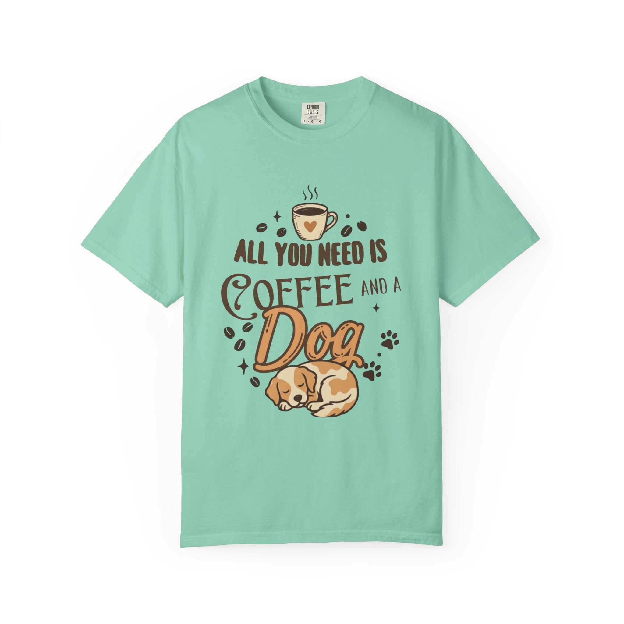 "Coffee and a Dog" Unisex Garment-Dyed Tee