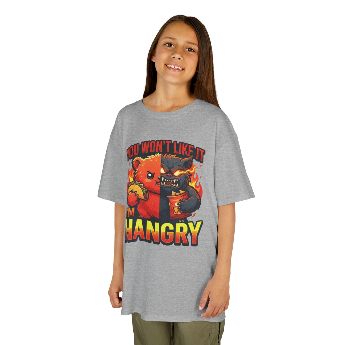 Color: Sport Grey | You Won't Like It I'm Hangry Kids Tee