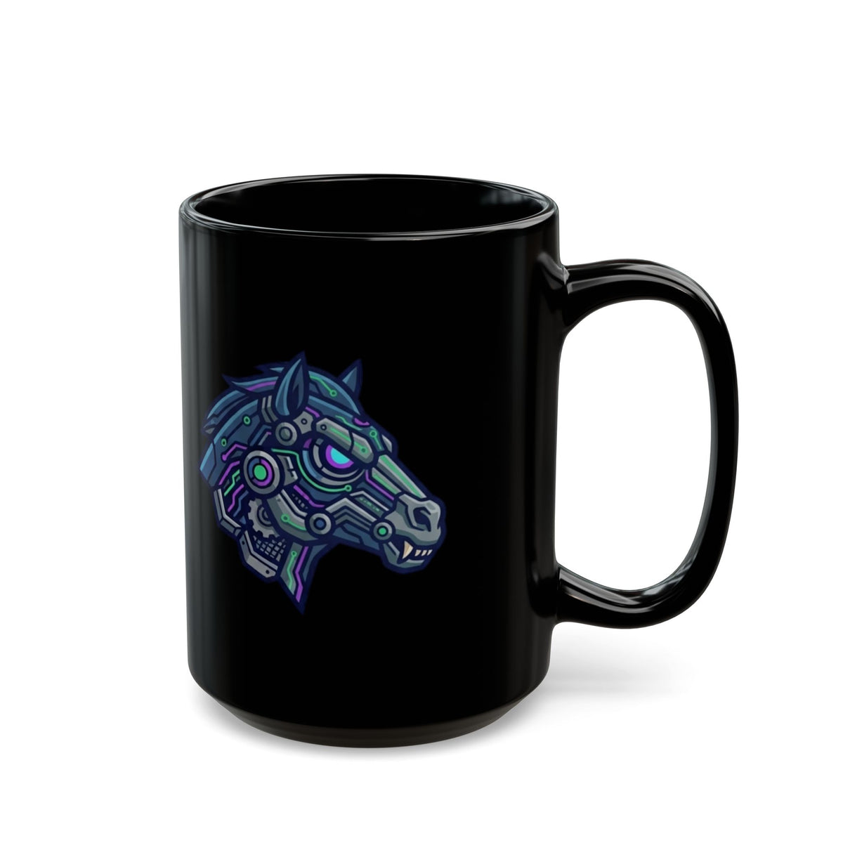 "Cyber Mustang" Black Ceramic Mug — Graphic
