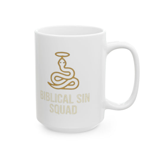 "Good Book Series Biblical Sin Squad" White Ceramic Mug
