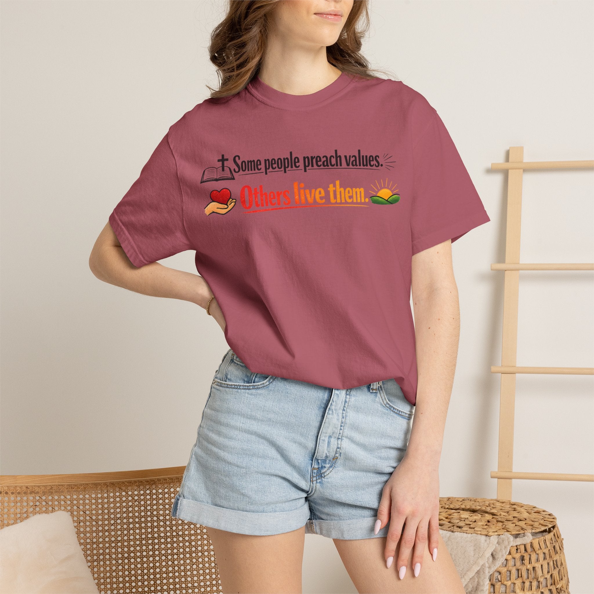 "Actions Over Sermons" Unisex Garment-Dyed T-shirt