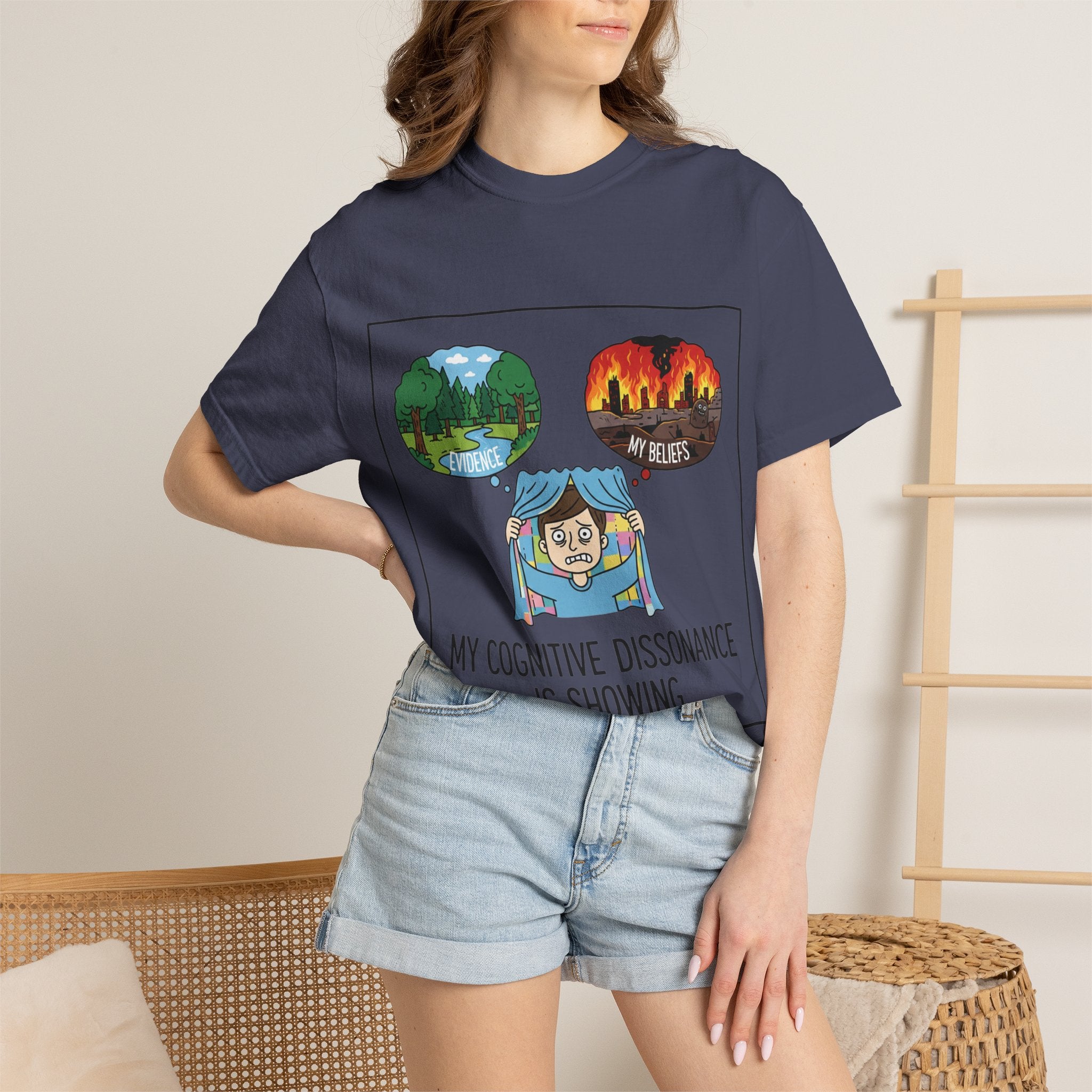 "My Cognitive Dissonance Is Showing" Unisex Garment-Dyed T-shirt