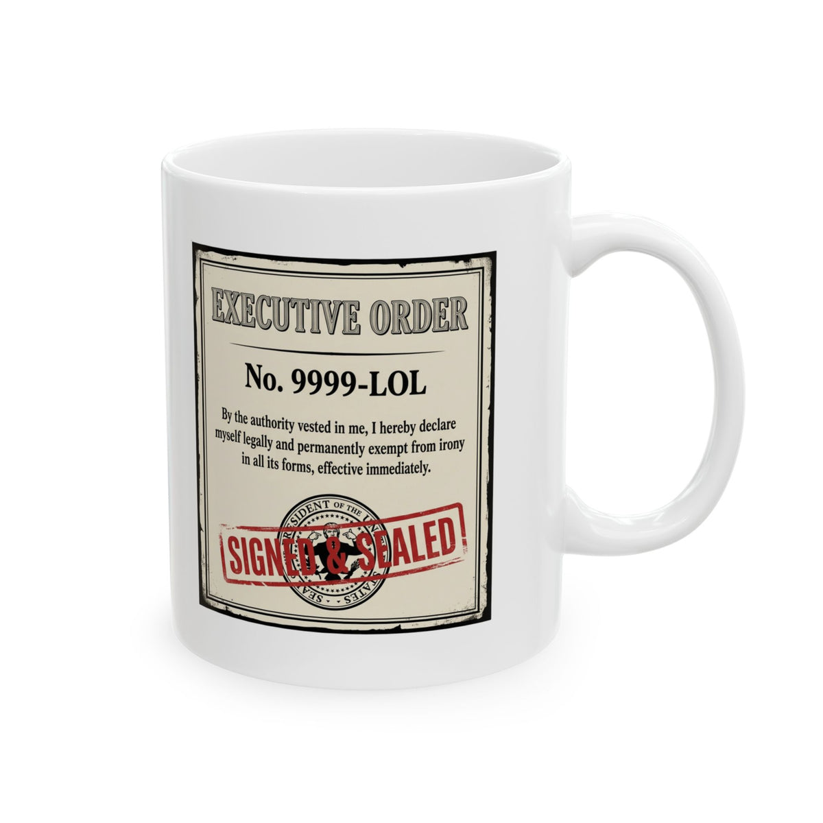 "Irony Free" White Ceramic Mug