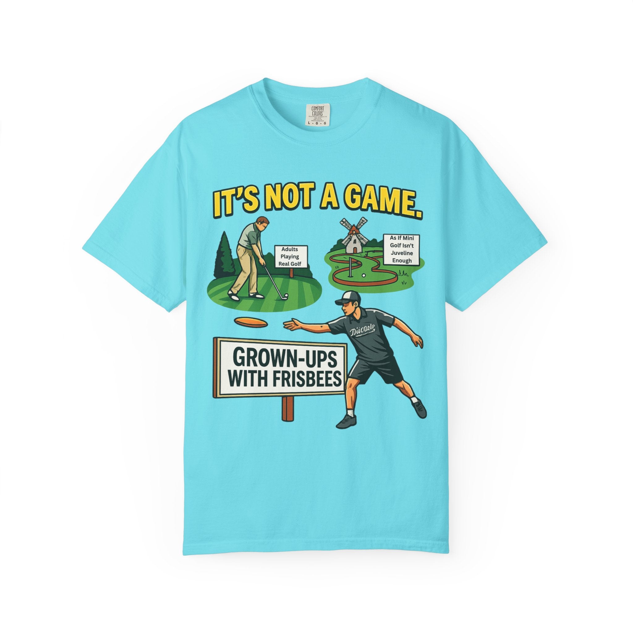 "Grown Ups With Frisbees" Unisex Garment-Dyed T-shirt