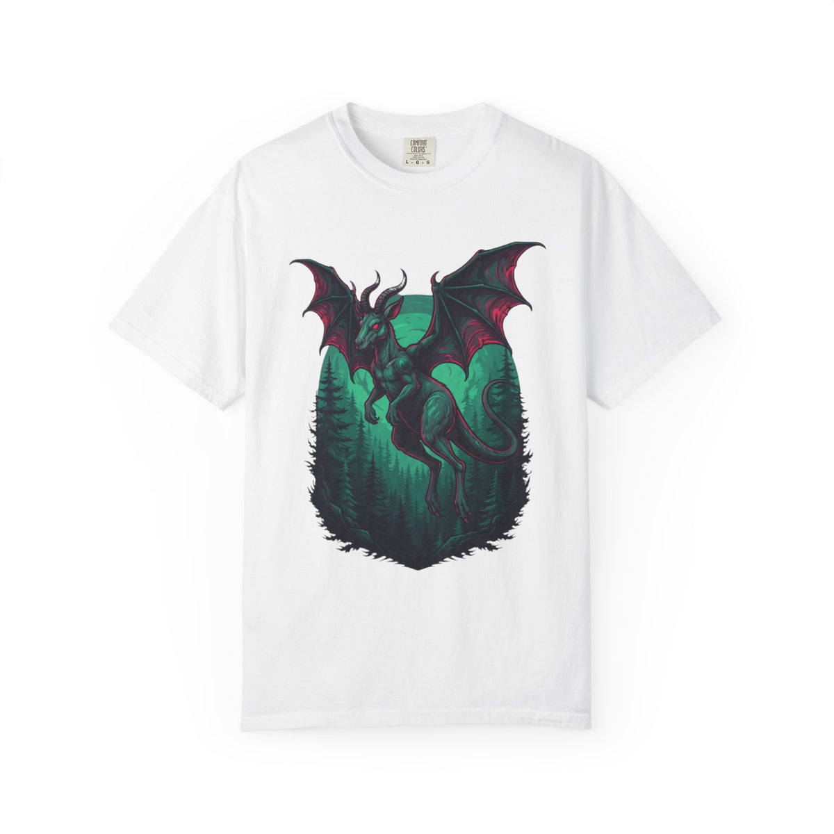 Color: White | The Jersey Devil (New Jersey, USA) Unisex Garment-Dyed Tee
