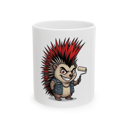 "Punkupine" White Ceramic Mug