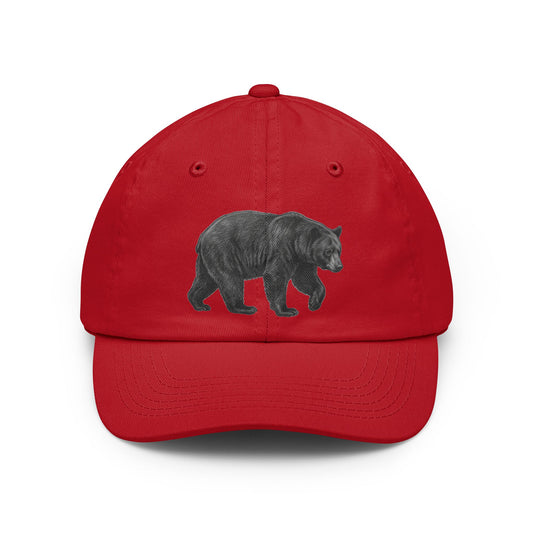 Color: Red | Pencil Sketch Art Black Bear Dad Hat