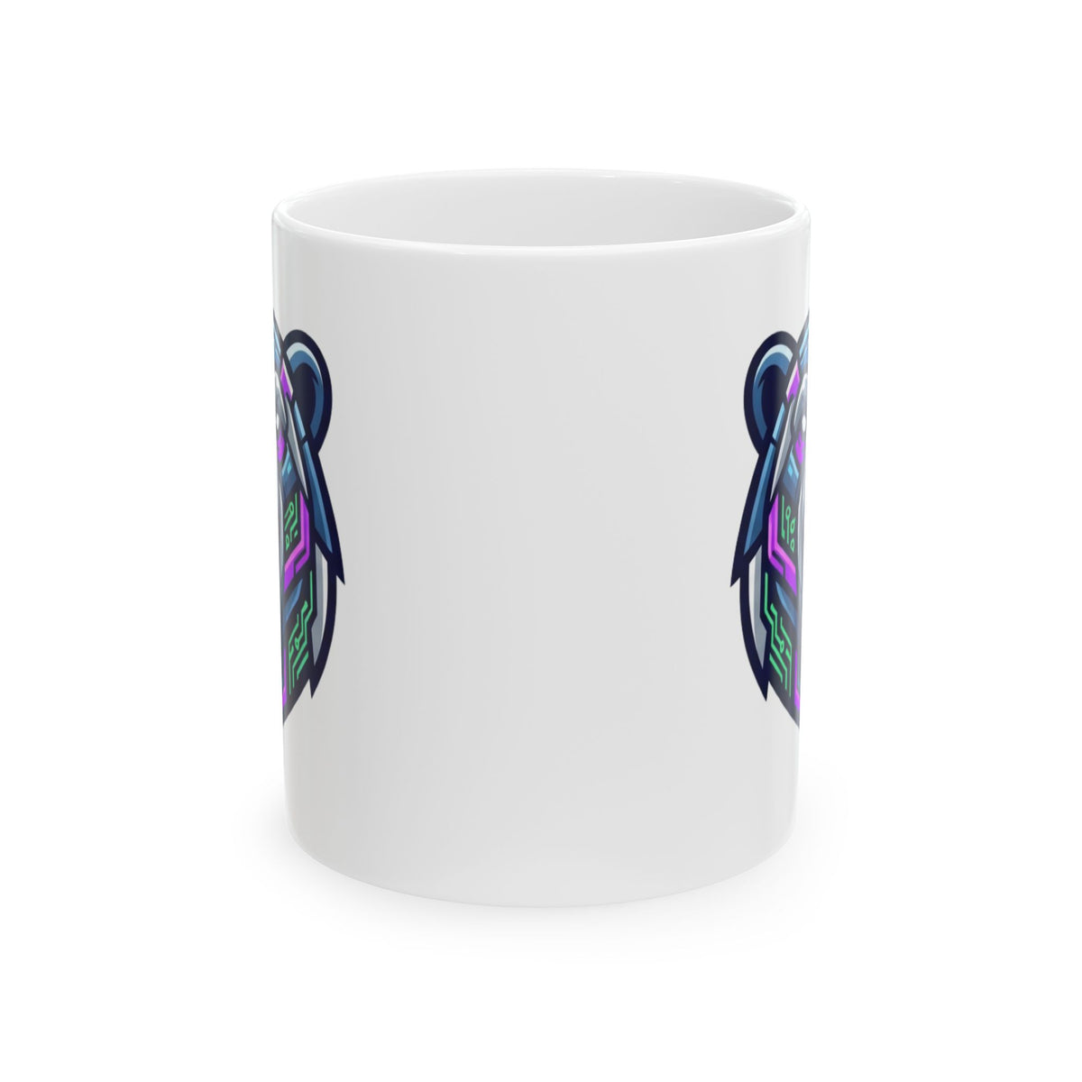 "Cyber Bear" White Ceramic Mug — Graphic
