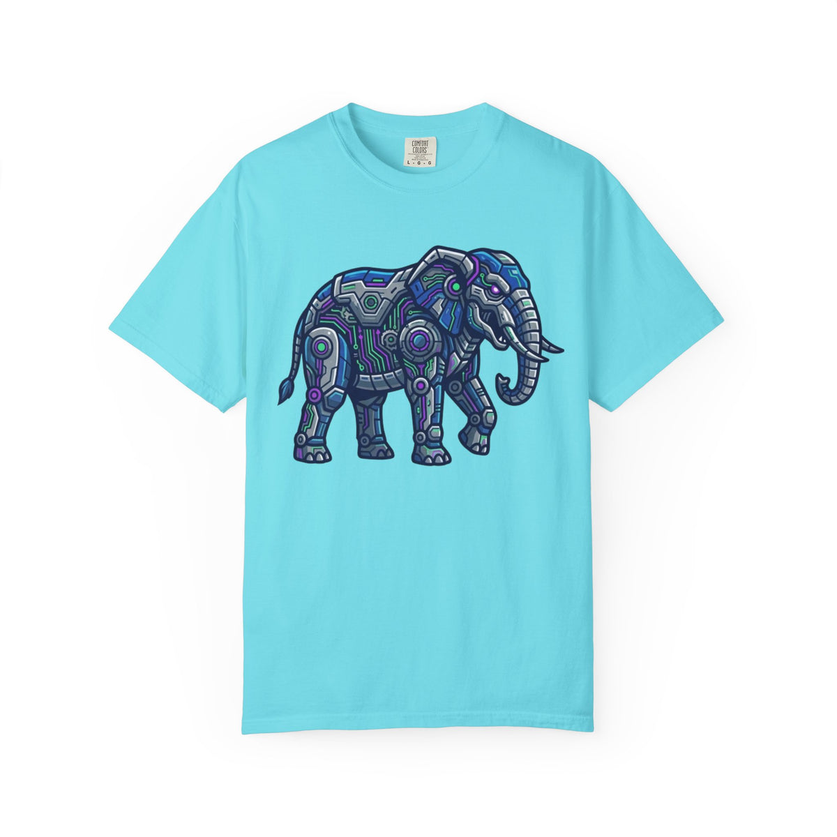 Color: Lagoon Blue | Cyber Elephant Unisex Garment-Dyed Tee