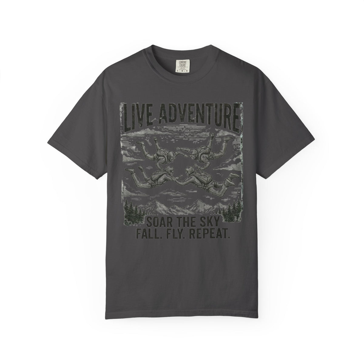 Color: Graphite | Live Adventure - Skydive Unisex Garment-Dyed Tee