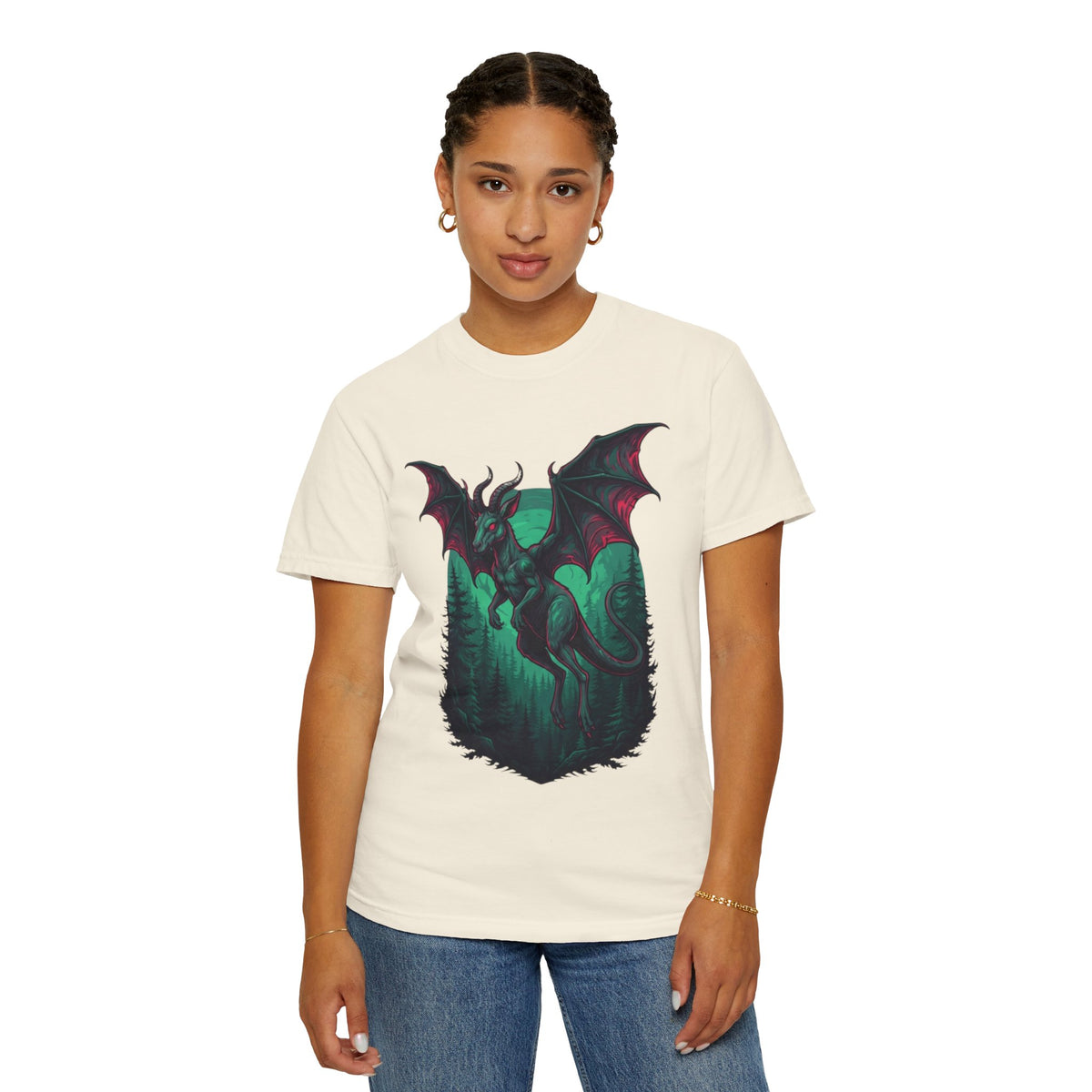 Color: Ivory | The Jersey Devil (New Jersey, USA) Unisex Garment-Dyed Tee