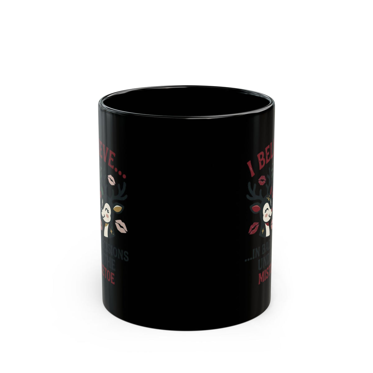 "Bad Decisions Under the Mistletoe" Black Ceramic Mug