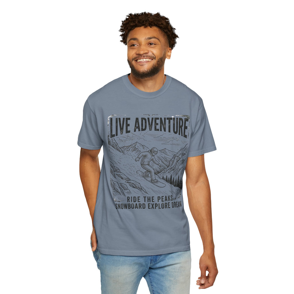 "Live Adventure - Snowboard" Unisex Garment-Dyed Tee