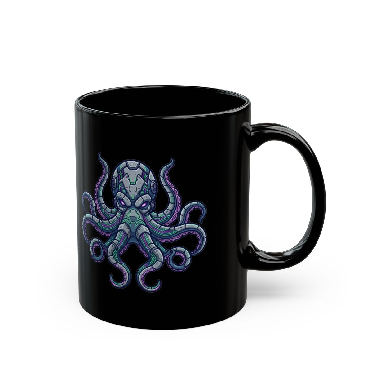 "Cyber Octopus" Black Ceramic Mug