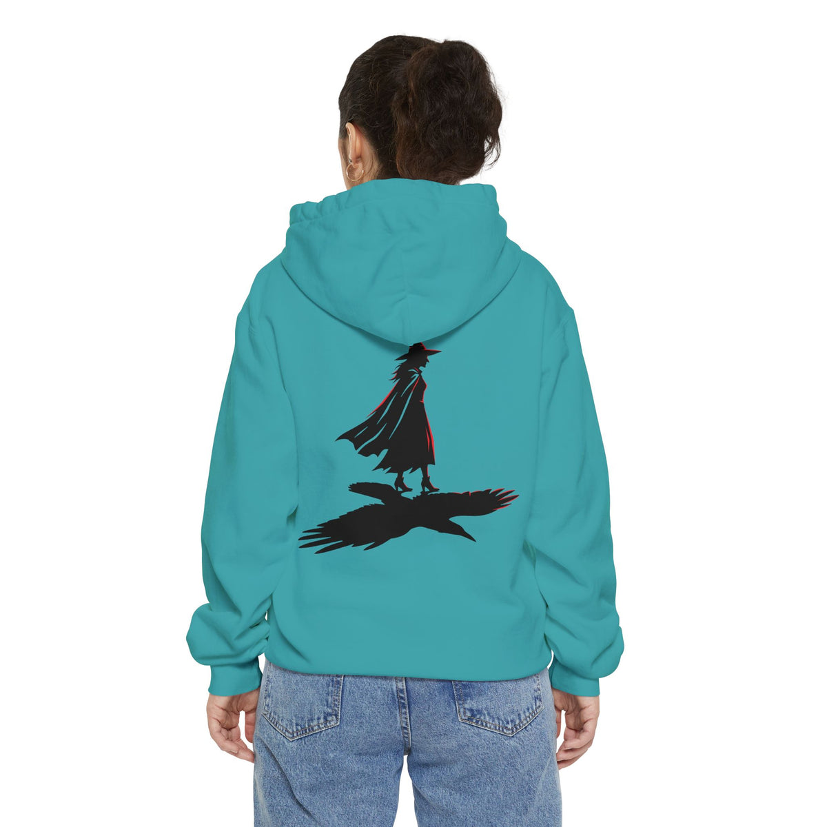 Color: Seafoam | Witch With Raven Shadow Garment-Dyed Hoodie