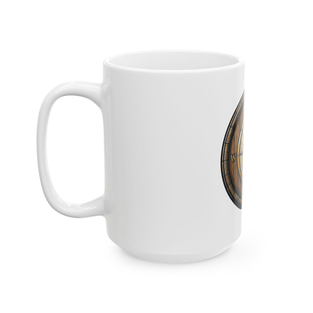 "Barrel & Compass Brewing" White Ceramic Mug — Graphic