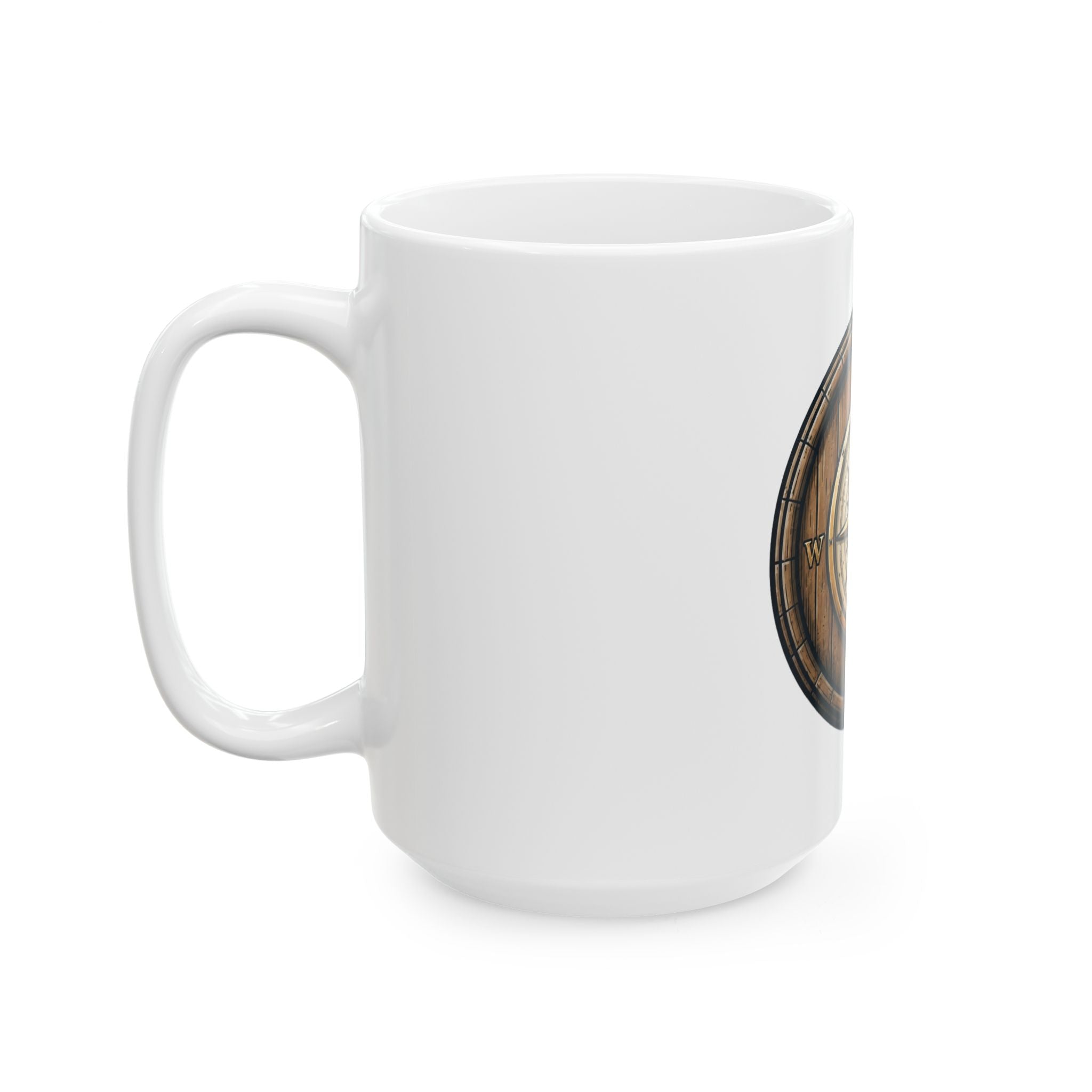 "Barrel & Compass Brewing" White Ceramic Mug — Graphic