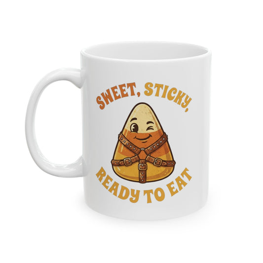 "Sweet Sticky Ready to Eat" White Ceramic Mug