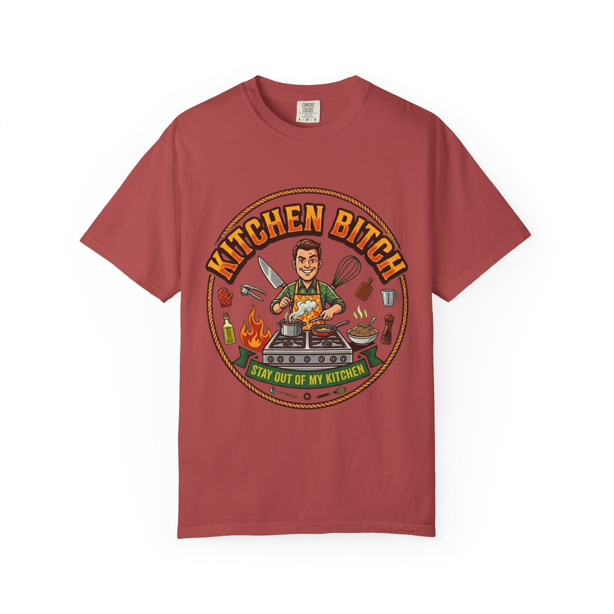 Color: Crimson | Kitchen Bitch Unisex Garment-Dyed Tee