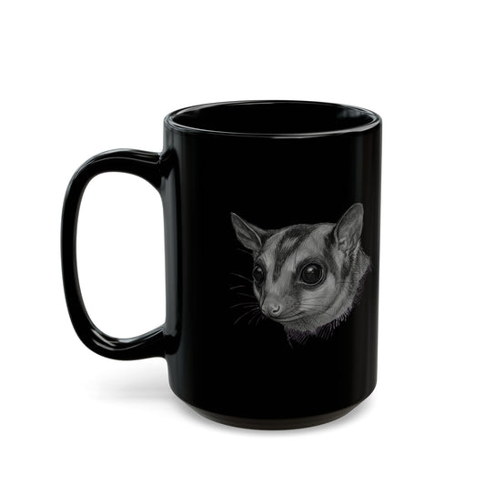 "Pencil Sketch Art Sugar Glider" Black Ceramic Mug — Graphic