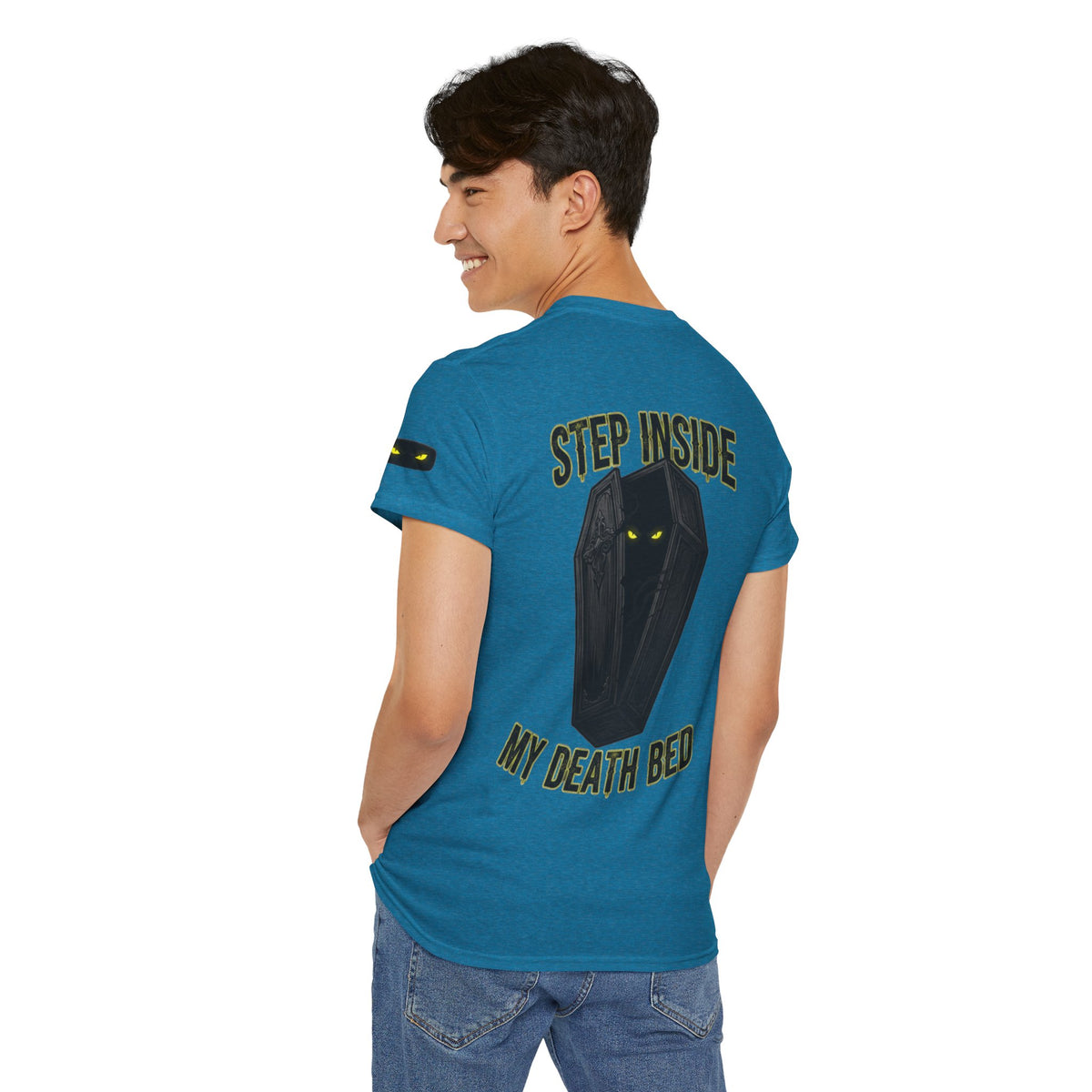 Color: Antique Sapphire | Step Inside My Death Bed Premium Graphic Tee