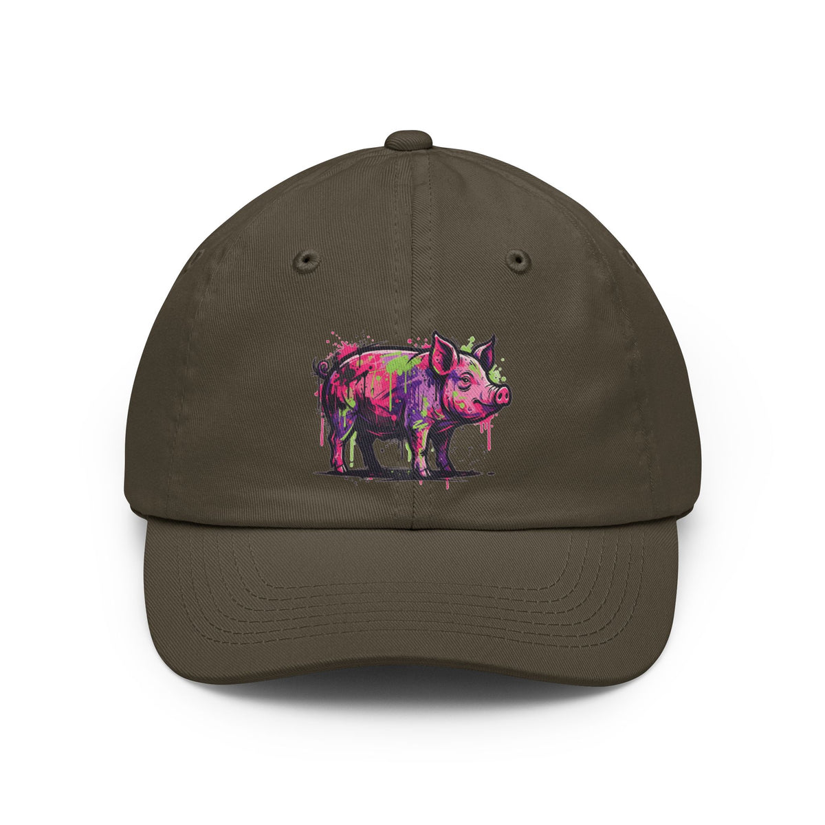 Color: Olive | Barnyard Pig Dad Hat