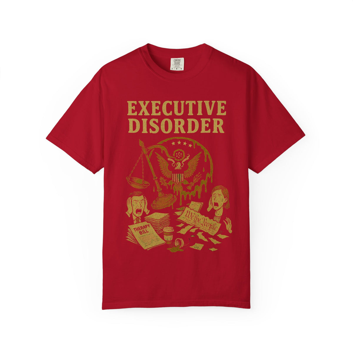 Color: Red | Executive Disorder Unisex Garment-Dyed T-shirt