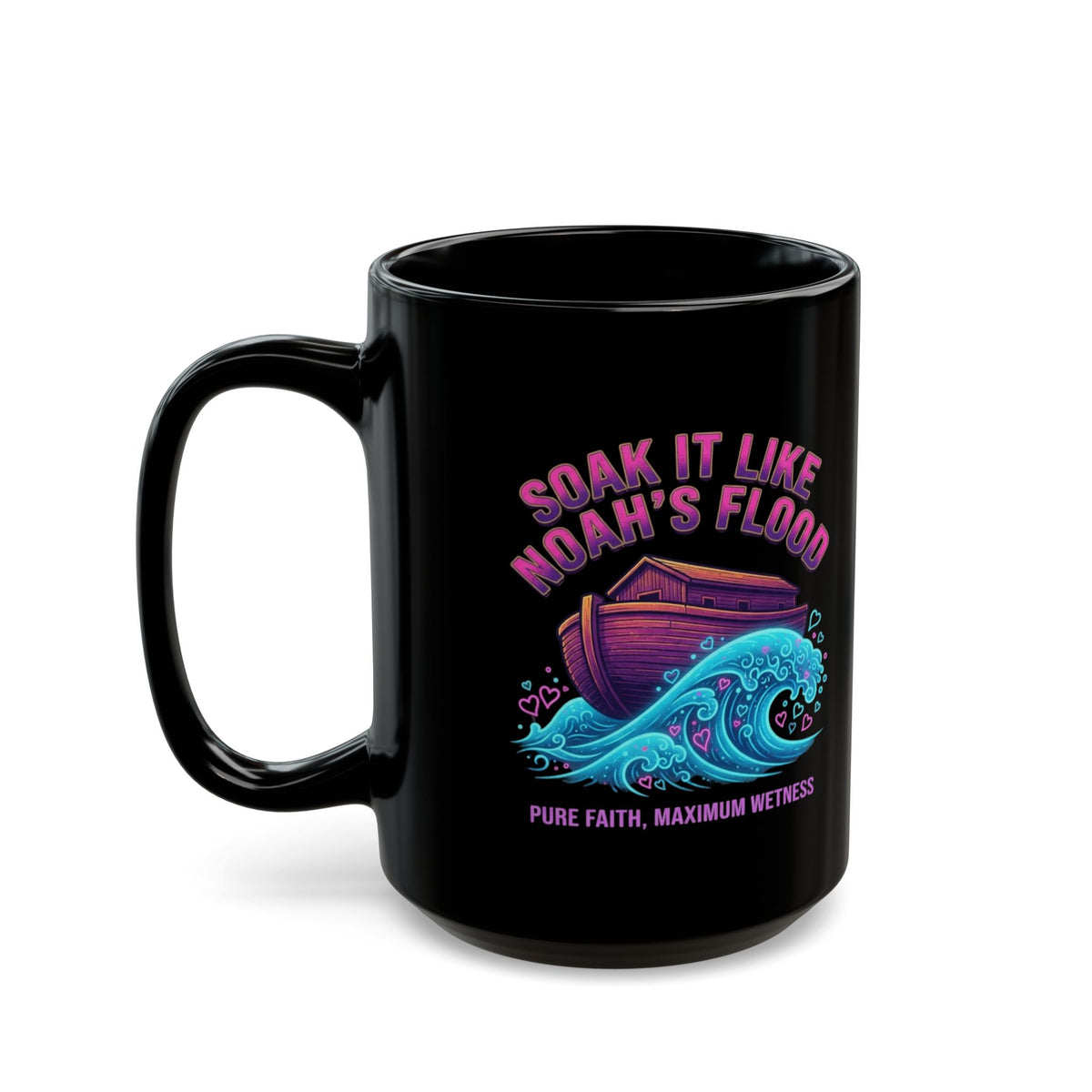 "Good Book Series Soak it Like Noah's Flood" Black Ceramic Mug