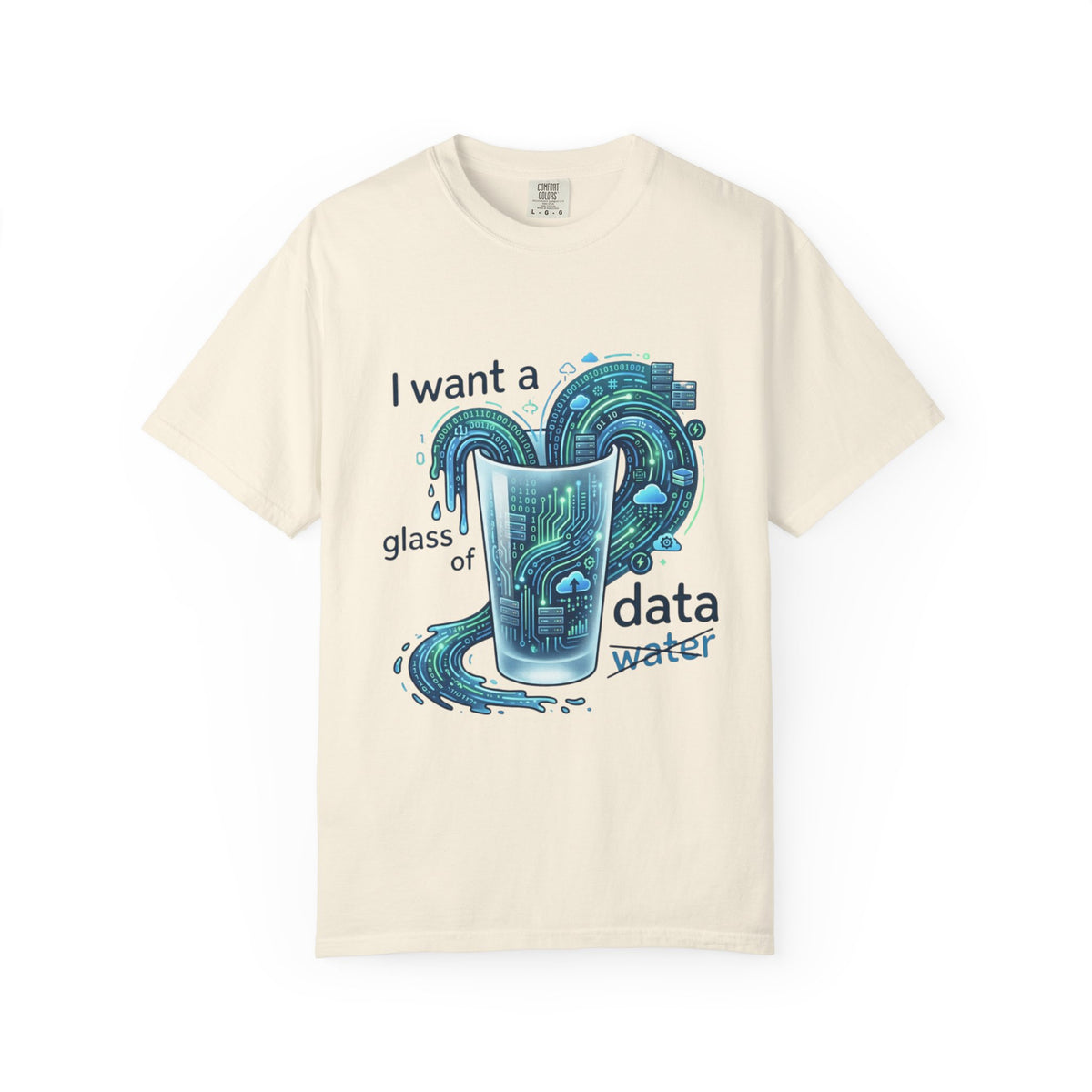 Color: Ivory | Data Not Water Unisex Garment-Dyed Tee