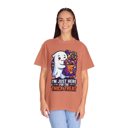 Color: Terracotta | I'm Just Here For The Thick Treat Unisex Garment-Dyed Tee