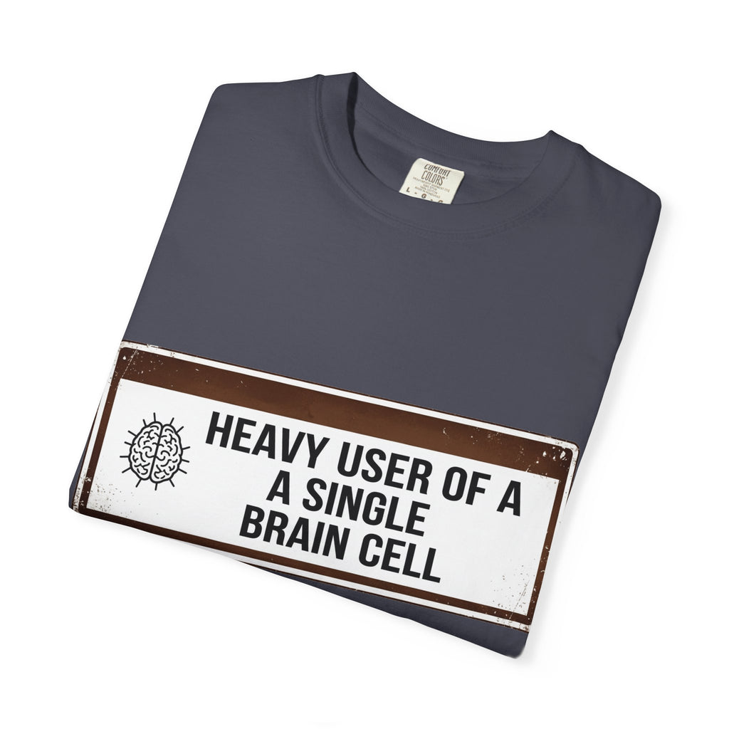 “Heavy User of a Single Brain Cell” Unisex Garment-Dyed T-shirt