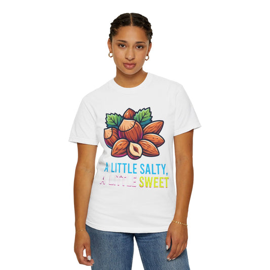 Color: White | A Little Salty, A Little Sweet Unisex Garment-Dyed Tee