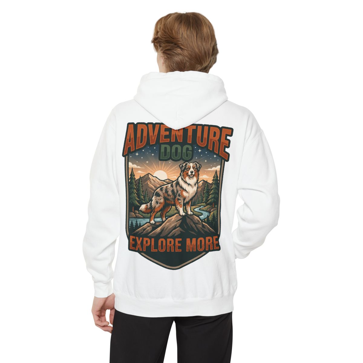 Color: White | Adventure Dog Garment-Dyed Hoodie