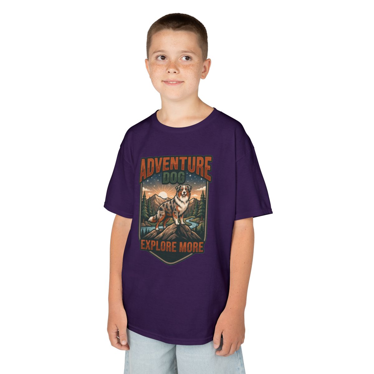 Color: Purple | Adventure Dog Kids Tee