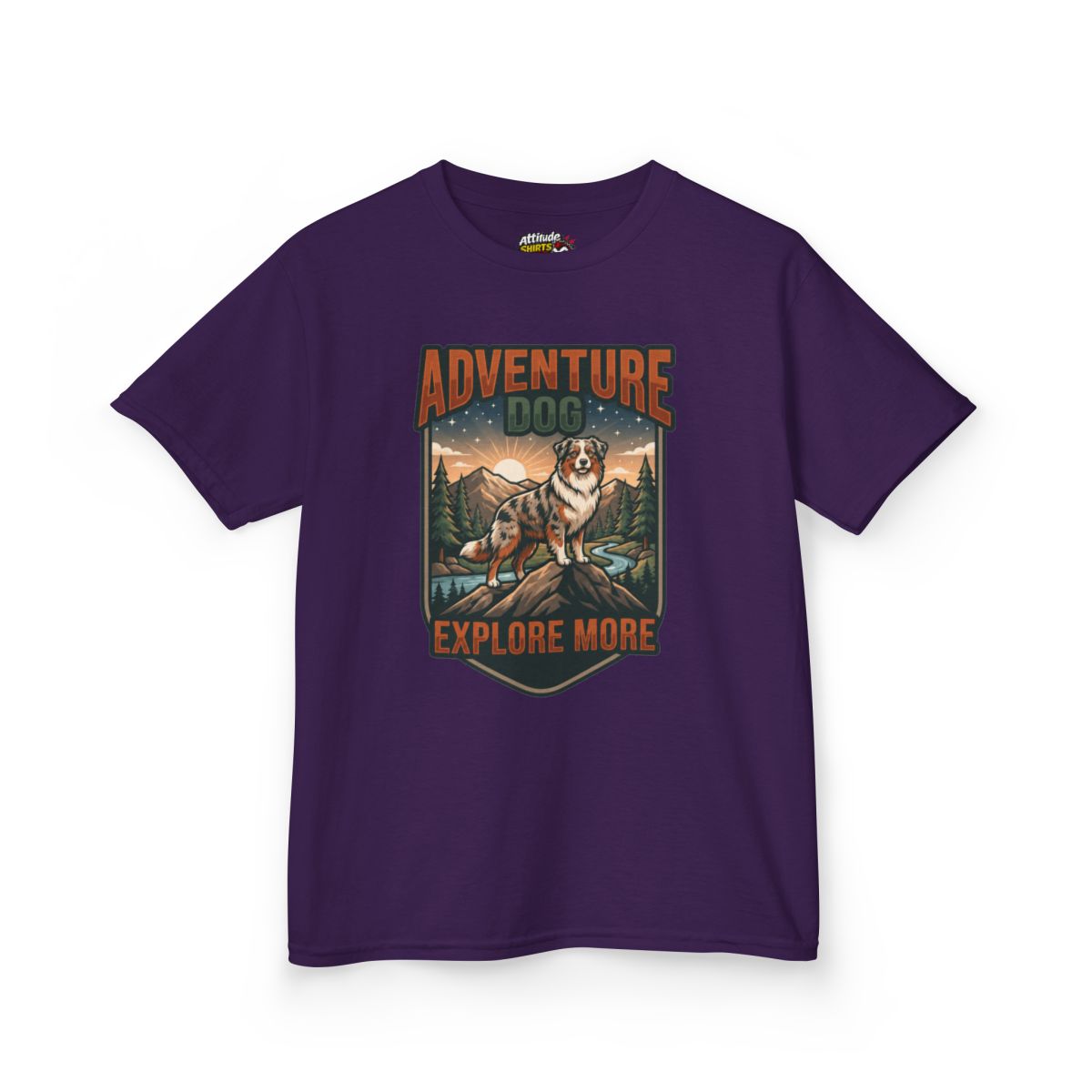 Color: Purple | Adventure Dog Kids Tee
