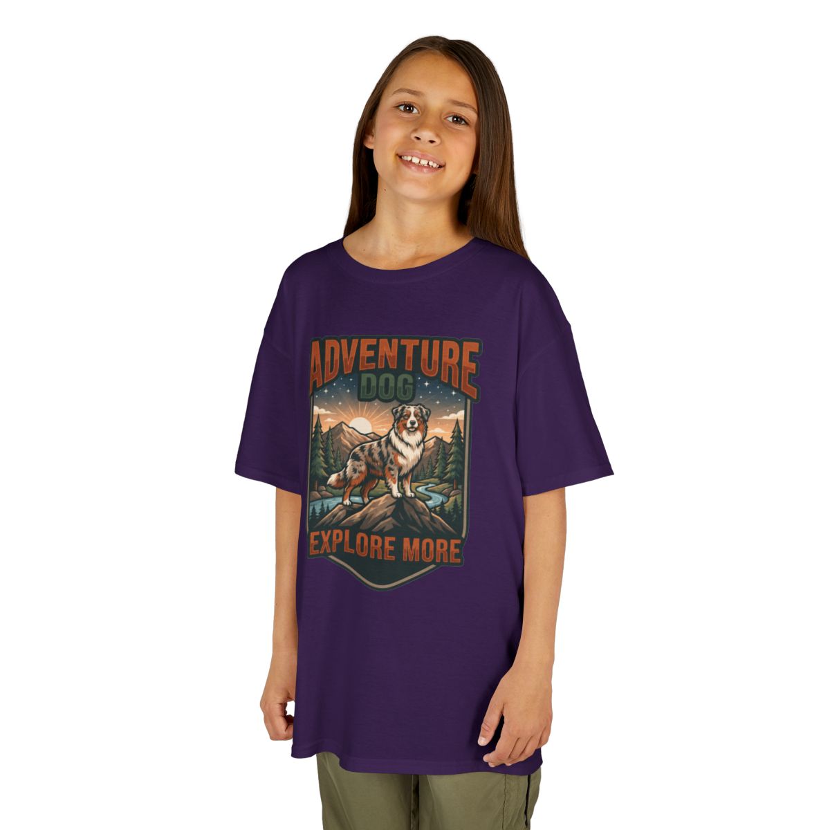 Color: Purple | Adventure Dog Kids Tee