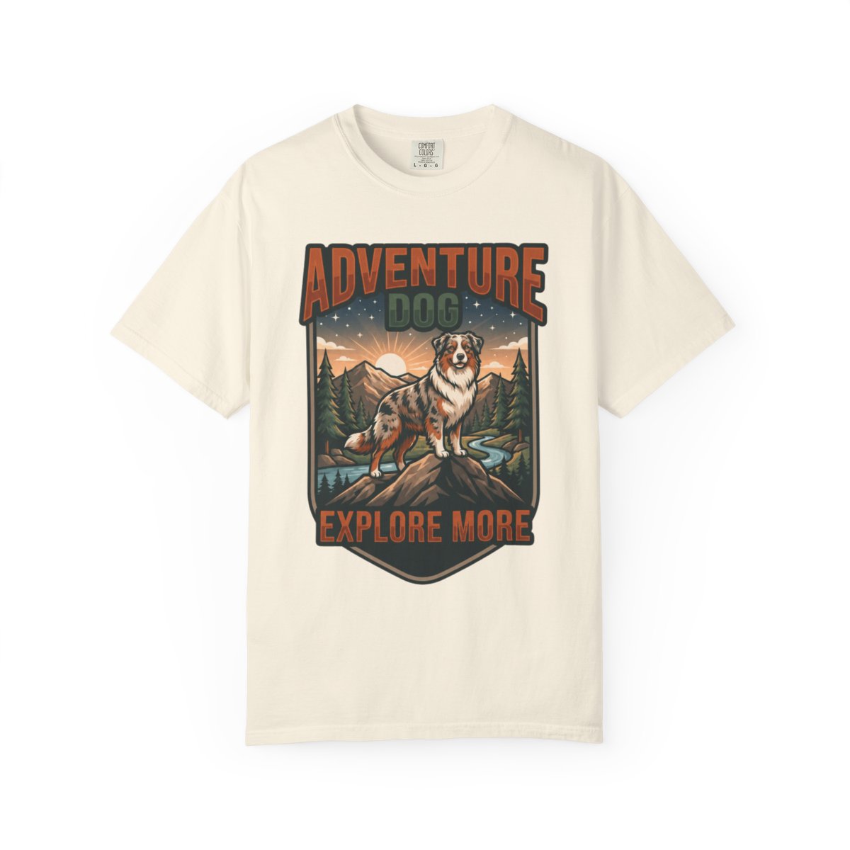 Color: Ivory | Adventure Dog Unisex Garment-Dyed Tee
