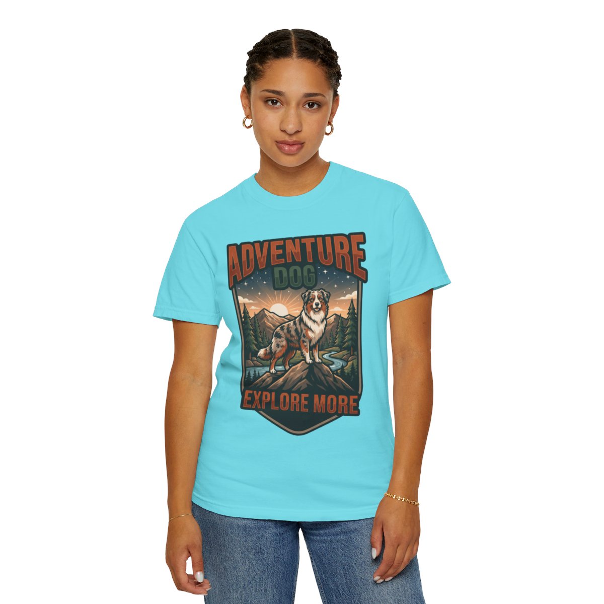 Color: Lagoon Blue | Adventure Dog Unisex Garment-Dyed Tee
