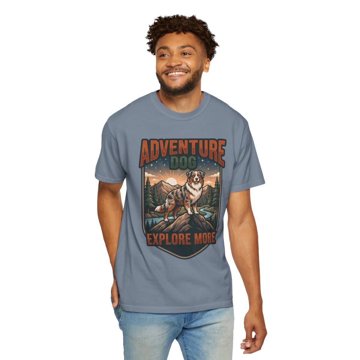 Color: Blue Jean | Adventure Dog Unisex Garment-Dyed Tee